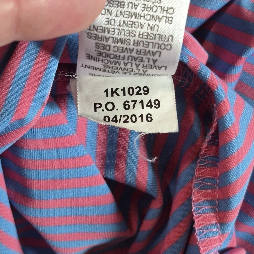 Vineyard Vines Performance Polo Short Sleeve Shirt XL Blue Pink Stripes Whale